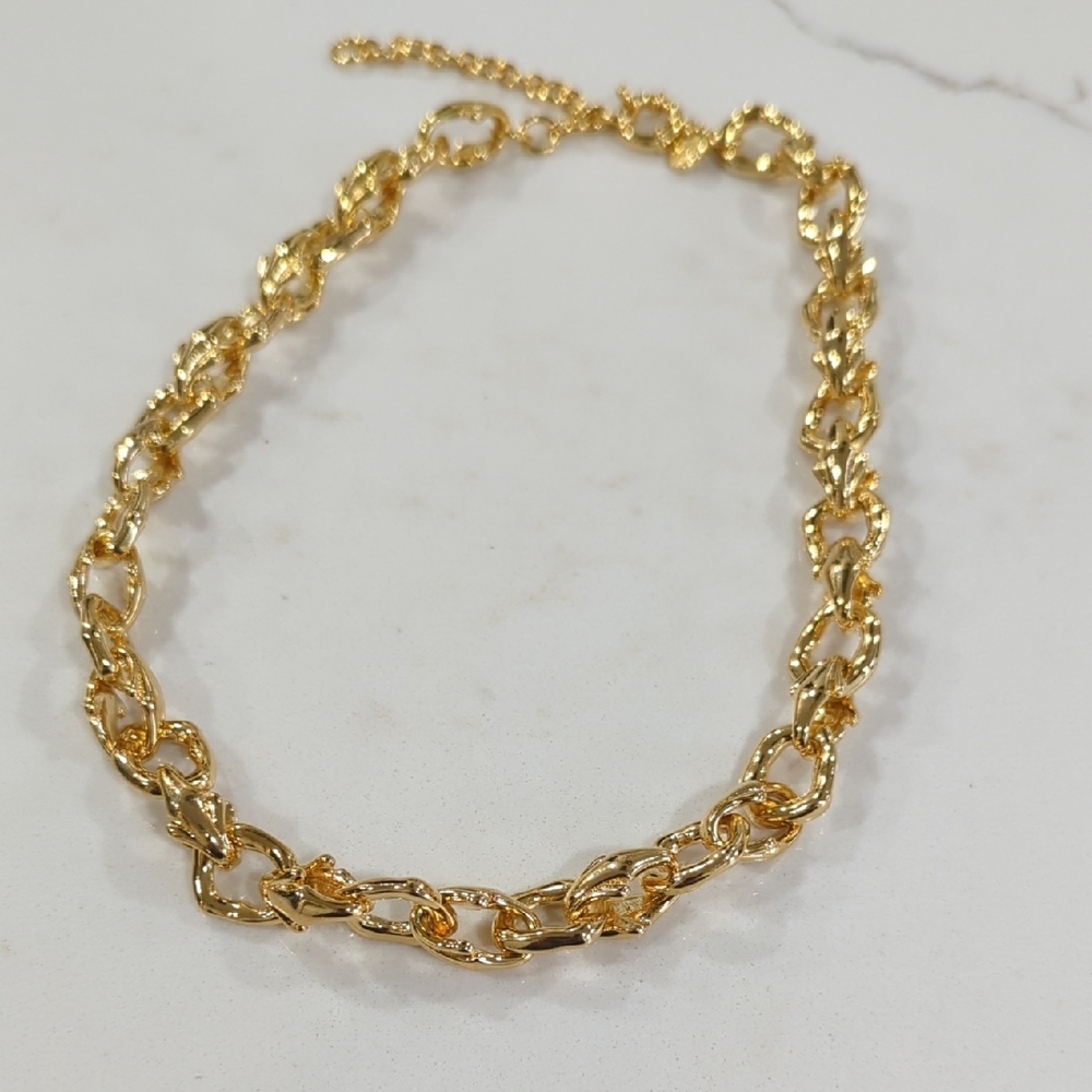Talbots Textured Gold Chain Statement Necklace - Picture 2 of 8